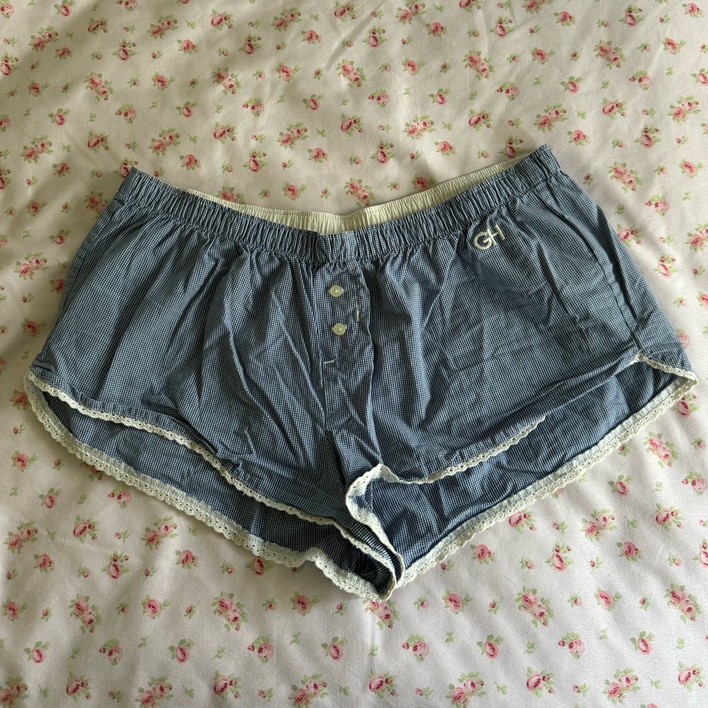 Gilly hicks blue and white checkered sleep shorts